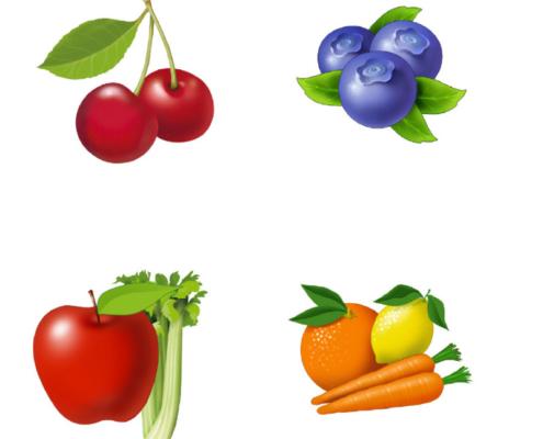 illustrazioni minimali frutta e verdura