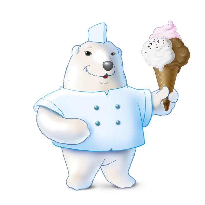 mascotte orso gelataio