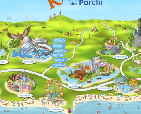 Mappa illustrata Riviera dei Parchi