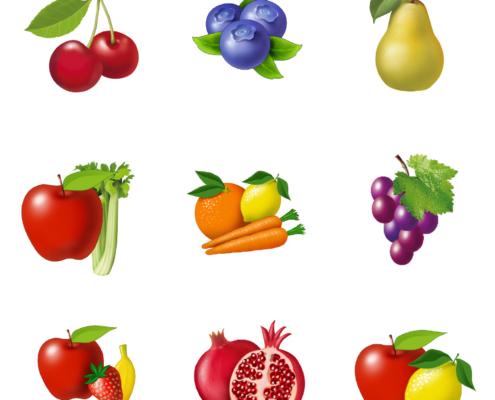 illustrazioni minimali frutta